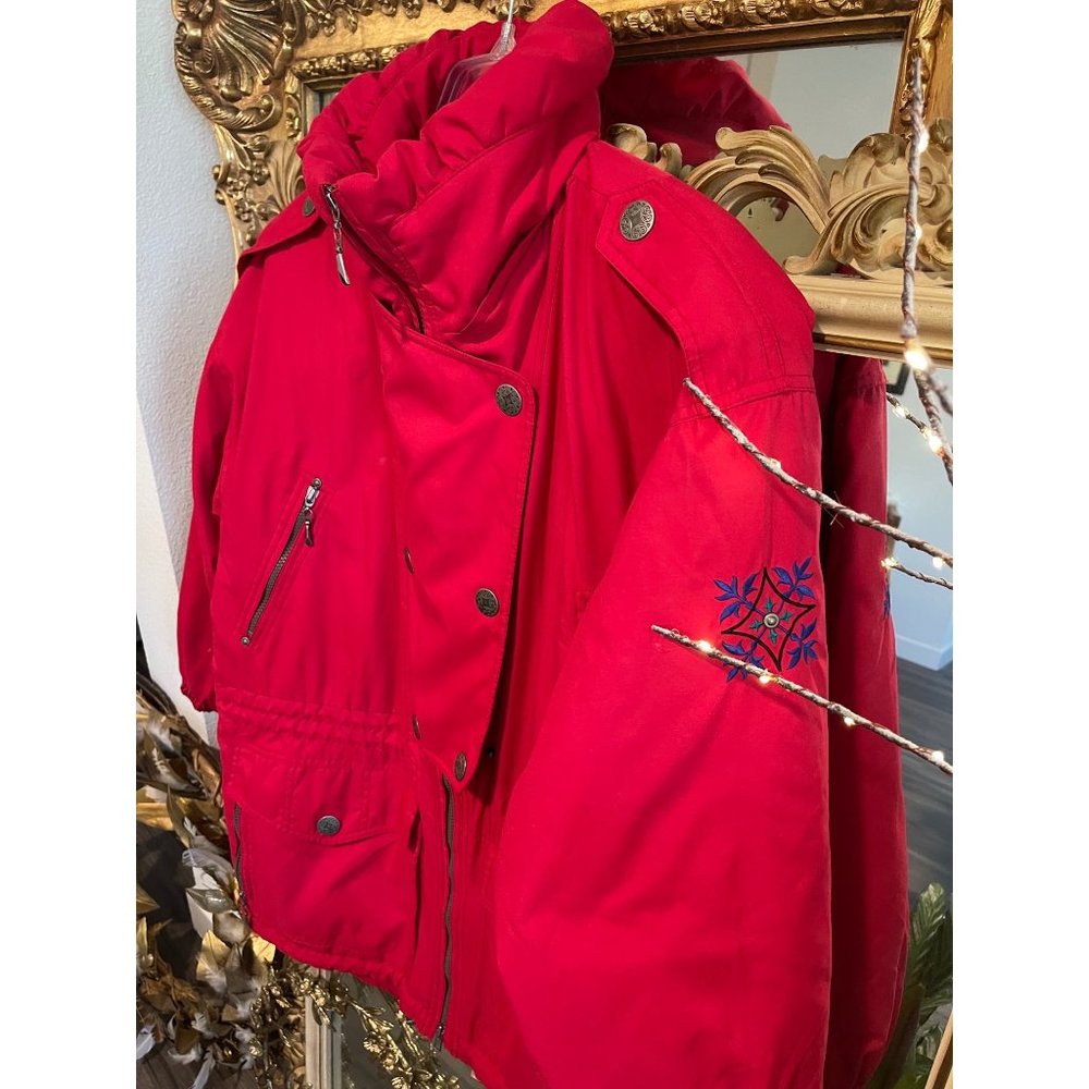 Skiing Passport Bomber Red Ski Jacket Sz L